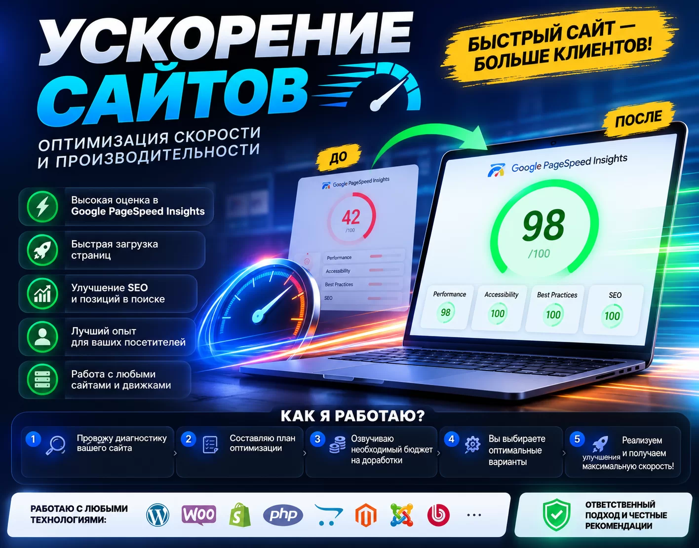 Ускорение, оптимизация скорости сайта